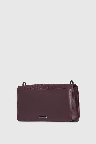 Chevron Quilted Love Crossbody with Chain Inset