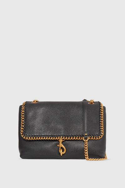 Edie Flap Shoulder Bag With Woven Chain