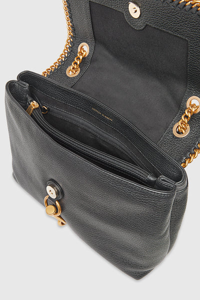 Edie Flap Shoulder Bag With Woven Chain