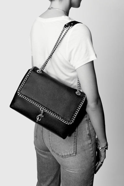 Edie Flap Shoulder Bag With Woven Chain