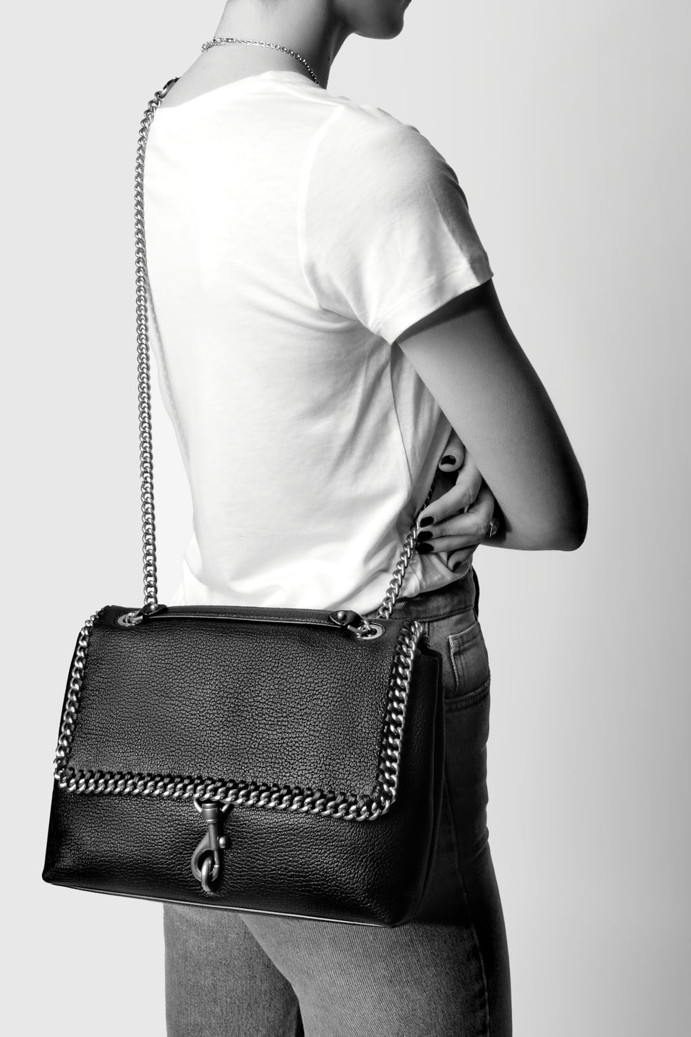 Edie Flap Shoulder Bag With Woven Chain