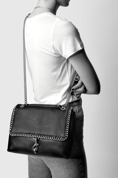 Edie Flap Shoulder Bag With Woven Chain