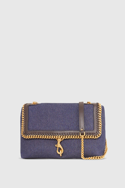 Edie Flap Shoulder Bag With Woven Chain