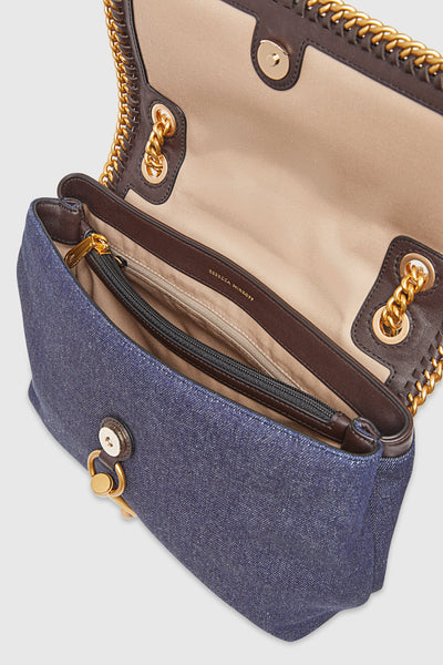 Edie Flap Shoulder Bag With Woven Chain