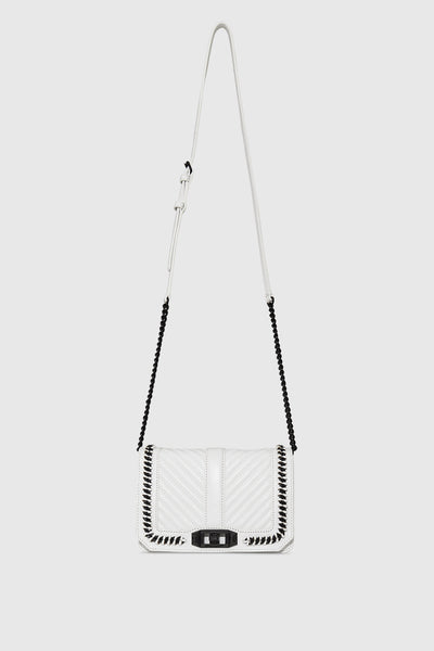 Chevron Quilted Small Love Crossbody With Chain Inset