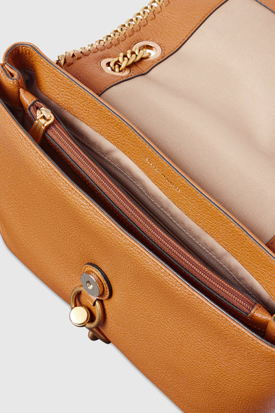 Edie Flap Shoulder Bag With Woven Chain