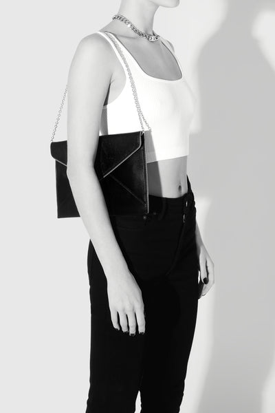 Glitter Leo Clutch With Chain Strap