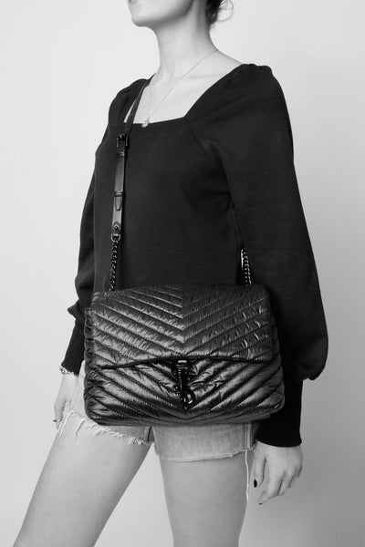 Edie Nylon Jumbo Flap Shoulder Bag