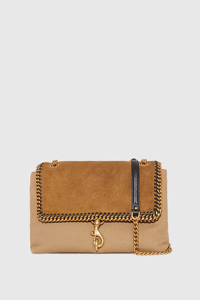 Edie Flap Shoulder Bag With Woven Chain