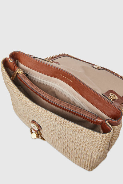 Edie Flap Shoulder Bag With Woven Chain