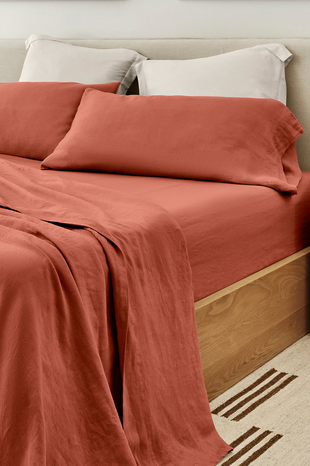 Terracotta Bamboo/Linen Sheet Set
