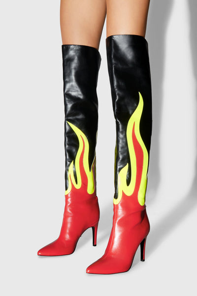 Siena Flame Over The Knee Heeled Boot